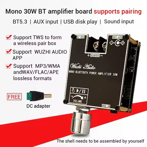 ZK301B 30W Bluetooth 5.3 Audio Amplifier Module DC 9V-24V Mono Channel Digital Audio Amplifier Board
