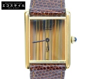 卡地亞 1976-1981 925 Must Tank Vermeil LM Trinity Dial Manual Winding Leather Strap [二手]