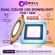 Lampu Siling 3 Warna LED Downlight 3 Mode 3 Color 12W 18W Recessed Down Light Round Square Home Ligh