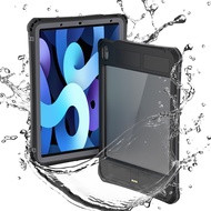 For iPad Air 5/Air 4 Full Coverage Waterproof Swimming Tablet Case with Stand Holder Lanyard Strap Compatible with IPad 10.9 Built-in Screen Protector Cover