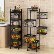 Kitchen Rack Rotating Shelf Multi-layer Vegetable Basket Storage Trolley