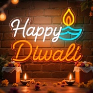 Happy Diwali Neon Sign,Neon signs For Wall Decor,USB Powerd with Dimmable Brightness Diwali Decor,Ne