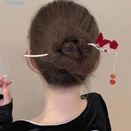 EXPEN Butterfly Rose Hair Stick, Flocked Cheongsam Hanfu Chinese Red Headwear, Elegant Hair Chopsticks Hair Accessories Jewelry Ornaments Hanfu Hairpin Wedding