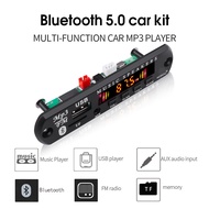 แผงเครื่องถอดรหัสเสียงบลูทูธ5.0 MP3 DC 5V 12V,เครื่องเล่นโมดูลถอดรหัสเสียงรองรับ USB U Disk TF วิทยุ FM Aux Line-In รีโมทคอนโทรลตัวรับสัญญาณเพลง LED ชุดอุปกรณ์เล่น MP3ในรถยนต์