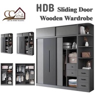 R4  HDB Solid Wooden Wardrobe R4 Sliding Door Wardrobe/Storage Cabinet/Organizer /Storage  R4