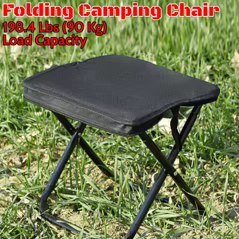 Folding Camping Chair with 198.4Lbs 90Kg Load Capacity Outdoor Chair Built-in Storage Mini Size for 