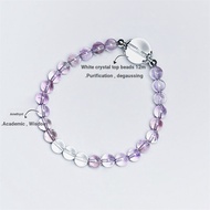 [Academic Help] Pure Natural Bolivia Amethyst Bracelet Original All-Match ins Style White Crystal Pu