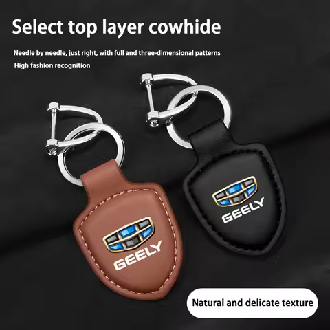 Car Shield Leather Keychain Key Ring Pendant Holder Gift For Geely Coolray Geometry C GX3 Emgrand EC