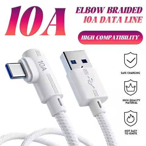 240W 10A Super Fast Charging Wire USB to Type C 90 Degree Elbow Data Cable 0.25M 1M 1.5M 2M 3M for S