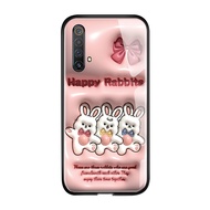 เคสใส่โทรศัพท์สำหรับ Realme X50 X50 Pro 5G Realme X7 Pro Realme XT กระต่ายสามมิติสุดหรูปลอกนิ่มเคสกันกระแทกเคสโทรศัพท์แข็งกระจกเทมเปอร์เรียบ