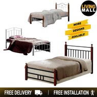 Living Mall OMRI Series Metal/Wood Bed Frame Single Size in 14 Designs