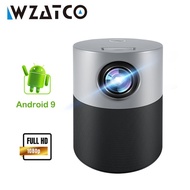 WZATCO E9A LED Mini Projector Full HD 1920*1080P Android 9.0 WIFI Blutooth Beamer 4k Video Smart Projector for Home Thea