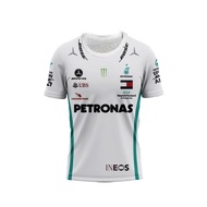 Full 3D Fashion round neck T-shirt Size XS-4XL Petronas Mercedes F1 AMG White Editon
