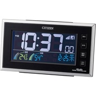 RHYTHM CITIZEN Alarm Clock Radio Wave Clock Digital Color LCD Temperature Humidity Calendar Display AC Power 24 Hours LED Lights Black CITIZEN PALDIGIT Neon 8RZ121-002