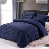 cadar Hotel 100% Cotton 7 in 1 Quality Fitted Bed Sheet and Comforter (Quinn/Cotton Stripped Soft Wa
