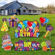 URATOT 8 Pack Happy Birthday Yard Signs Lawn sign Balloons Yard Sign Colorful Balloon Happy Birthday