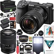 Sony a6600 Mirrorless Camera 4K APS-C ILCE-6600MB with 18-135mm F3.5-5.6 OSS Lens Kit and Deco Gear Case + Extra Battery + Flash + Wide Angle &amp; Telephoto Lens + Filter Kit + 64GB Accessories Bundle