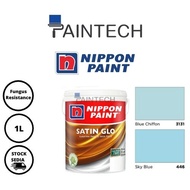 Nippon Satin Glo Paint Blue Color (Interior) Cat Dinding - 1L