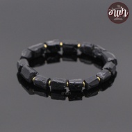 อาเป่า หินแบล็คทัวร์มาลีน ทรงแท่ง Black Tourmaline ขนาด 8 x 12 มิล ช่วยปกป้องคุ้มครองอันตราย กำไลหิน
