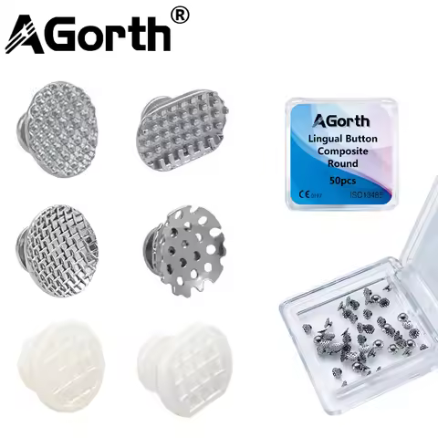 50Pcs Dental Orthodontic Lingual Buttons Direct Bond Eyelet Round/Rectangular Metal Composite Base D