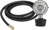 IGT 12 feet Gas Regulator | Propane Regulator (70000 BTU) for Barbecue Grill, Camping Stove, Patio Heater, Fish Cooker &amp; Other Small Gas Appliances, 12 ft Hose, QCC-1, LPG