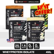 (ส่งฟรี ใส่โค้ดลดเพิ่ม) PeakPro Whey Protein Isolate 450g เวย์โปรตีน ไอโซเลท ไม่เติมน้ำตาล สร้างกล้า
