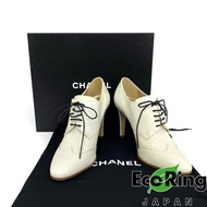 ☆ Chanel 香奈兒 White Patent Leather High Heels Lace-up Shoes #38 白色漆皮高跟牛津鞋 38碼 100%真品