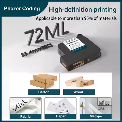 Phezer 1/3/5Pcs/10pcs PS254 25.4mm Printer Ink Original Black A Level Quick Dry High Adhesion Handhe