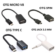 Micro V8 OTG Cable / Mini OTG 5 Pin / OTG Type C To Female USB / OTG Jack 3.5 mm OTG Cable Connect K