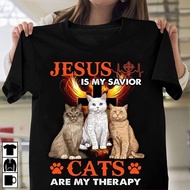 Cats Are My Therapy - Gift For Cat Lover Black Unisex T-Shirt