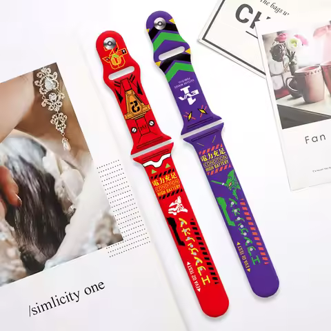 Neon Cute Genesis Classic Evangelion Fashion Printed Soft Silicone Watch Band Replacement Strap for 