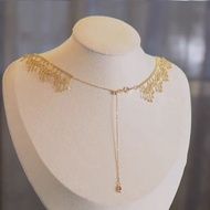 Italy 18k Gold Light Gold Light Luxury Lace Tianxian Strong Chain Elegant Retro Style Necklace au750