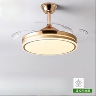 北歐電扇燈(48吋金色6檔變頻+七彩旋轉藍牙)