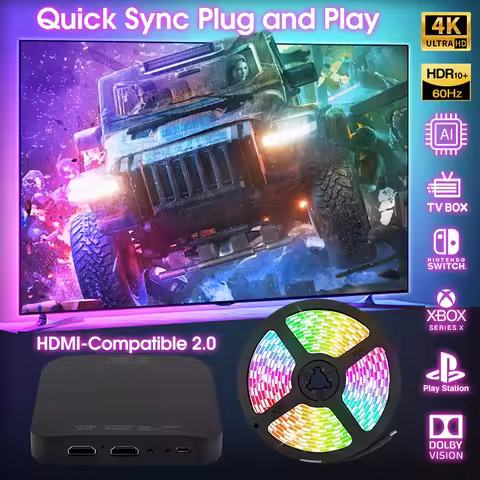 Ambient TV Backlight LED Quick Sync Light TV Box Light Bar Strip Fancy RGB Lighting 4K 2.0 HDMI-comp