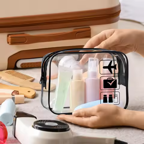 1pc Clear Toiletry TSA Approved Travel Bag Travel Carry On, Airport Aviation Accessories Compliant B