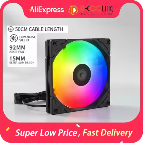 ID-COOLING TF-9215 92MM Case Fan 15MM Thick 4PIN PWM 5V 3PIN ARGB Silent Cooling Fan MAX Speed 2500R
