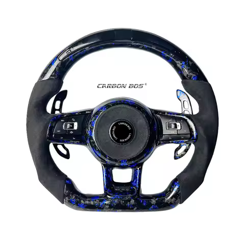 Custom LED Carbon Fiber Leather Steering Wheel for Volkswagen Golf Passat CC R-Line GTI MK7 MK8 Polo