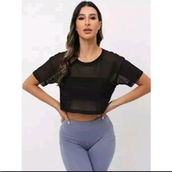 Women's Crop Top Mesh T-Shirt - Trendy Women's Top
