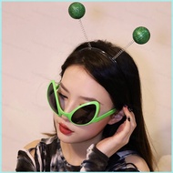 hj7 et Alien antenna weird headband hairhoop greenfly glasses Halloween dress up party supplies alie