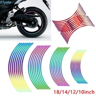 YOLO Motorcycle Reflective Stripes Fashion Durable Car Reflective Sticker 16 Stripes 10/12/14/18 inches PVC Wheel Rim Tape
