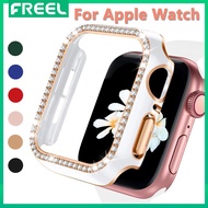 FREEL Diamond watch case for apple watch case series 8 7 45mm 41mm 40mm 44mm case 38mm 42mm bling shell Bumper Cover for smart watch 6 SE 5 4 3 2