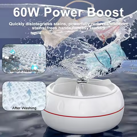 60W USB Portable Washing Machine Rotating Turbo Ultrasonic Dishwasher Fruit Mini Washing Machine For