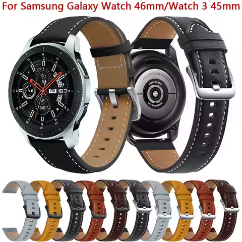 For Samsung Galaxy 46mm SM-R800 Watchband Replacement Leather Strap For Samsung Watch 3 45mm Gear S3