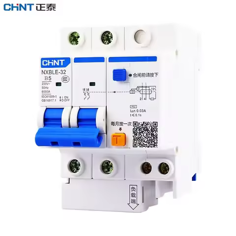 CHINT NXBLE-32 30mA 0.03A RCBO 1PN 2P 3P 4P 3P+1N B10 B16 B32 Residual Current Operated Circuit Brea