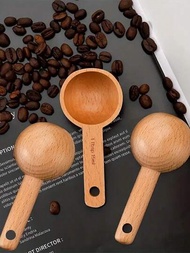 1入組/2入組15ml帶刻度標記的木製短柄勺,現代極簡風格易於清洗多功能咖啡豆匙,適用於廚房、家居、咖啡店、奶茶店、甜品店、酒店、餐廳等場所