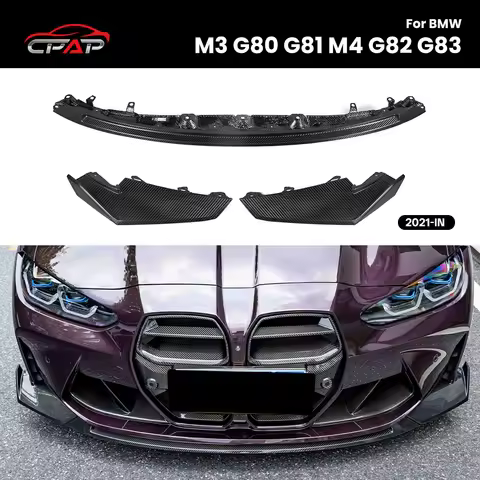 Real Dry Carbon Fiber Front Lip Bumper Diffuser Splitter for BMW M3 G80 G81 M4 G82 G83 CS Style 2021