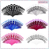 [PerfeclanabMY] 50 Pieces Acrylic  14G-00G  Ear Gauges Expander Assorted Size Kit , Black