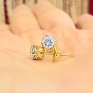 Gold Earrings With Single Diamonds Simple And Looks Good When Worn. Real Body Set With CZ Play With 