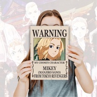 poster tokyo revengers warning draken takemichi kazutora - size a4+ - mikey