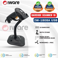 Iware Barcode Scanner 1D 1808 With Stand Continuous Scan Windows